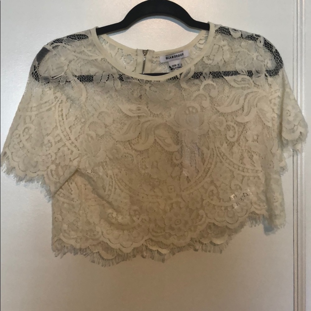 White lace crop top